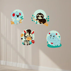 Cute Jungle Animals Wall Sticker Set – Kids Room and Nursery Decal