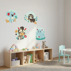 Cute Jungle Animals Wall Sticker Set – Kids Room and Nursery Decal