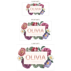 Custom Floral Name Sign Wall Sticker – Girls Room Nursery Personalized Decal