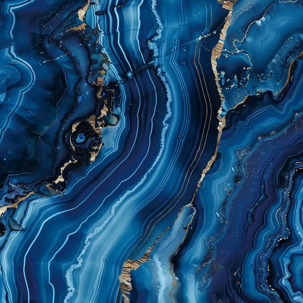 Sapphire blue agate semi-precious stone peel-and-stick wall mural for luxury bedroom