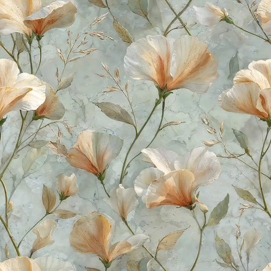 Ivory Poppy Meadow Wallpaper