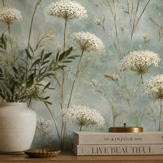 Wild Queen Anne’s Lace Botanical Wallpaper