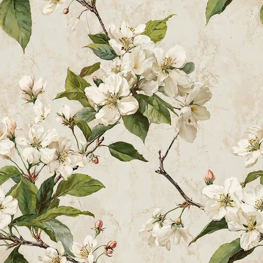 White Blossom Garden Botanical Wallpaper