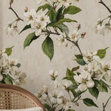 White Blossom Garden Botanical Wallpaper