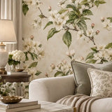 White Blossom Garden Botanical Wallpaper
