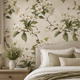 White Blossom Garden Botanical Wallpaper