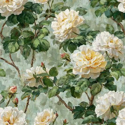 English Garden Rose Botanical Wallpaper