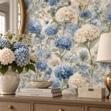 Painterly Hydrangea Garden Botanical Wallpaper