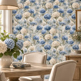 Painterly Hydrangea Garden Botanical Wallpaper