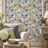 Painterly Hydrangea Garden Botanical Wallpaper