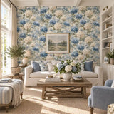 Painterly Hydrangea Garden Botanical Wallpaper