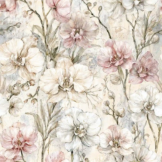 Blush Meadow Floral Botanical Wallpaper