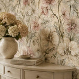 Blush Meadow Floral Botanical Wallpaper