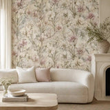 Blush Meadow Floral Botanical Wallpaper