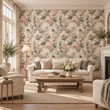 Vintage Blush Peony Botanical Wallpaper