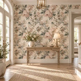 Vintage Blush Peony Botanical Wallpaper