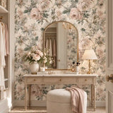 Vintage Blush Peony Botanical Wallpaper
