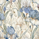 Blue Iris Garden Botanical Wallpaper