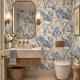 Blue Iris Garden Botanical Wallpaper