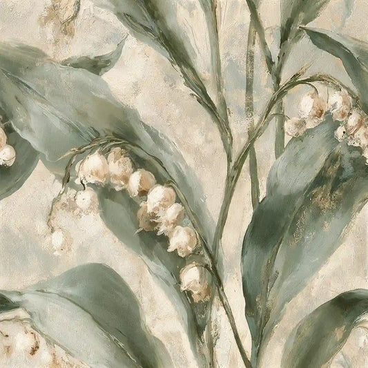 Painterly Lily of the Valley Botanical Wallpaper