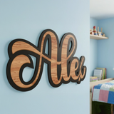 Natural Wood Personalized Name Wall Decor – Custom Kids Room Wooden Sign