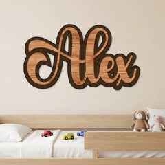 Natural Wood Personalized Name Wall Decor – Custom Kids Room Wooden Sign