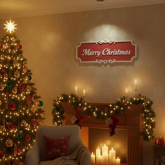 Merry Christmas Wooden Wall Sign – Festive Holiday Decor