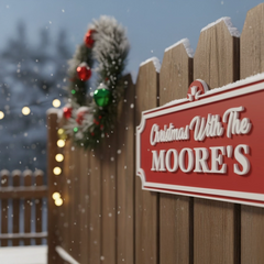 Classic Ornate Custom Family Christmas Wooden Name Sign – Holiday Wall Decor