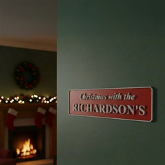 Custom Family Christmas Wooden Name Sign – Holiday Wall Decor