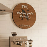Custom Round Family Name Wooden Wall Sign – Rustic Home Decor