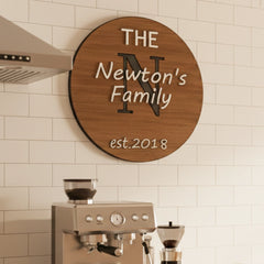 Custom Round Family Name Wooden Wall Sign – Rustic Home Decor