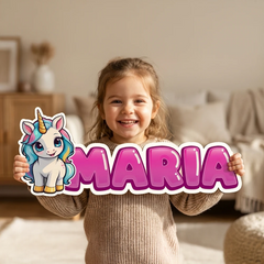 Unicorn Personalized Wooden Name Sign – Kids Room Girls Bedroom Wall Decor
