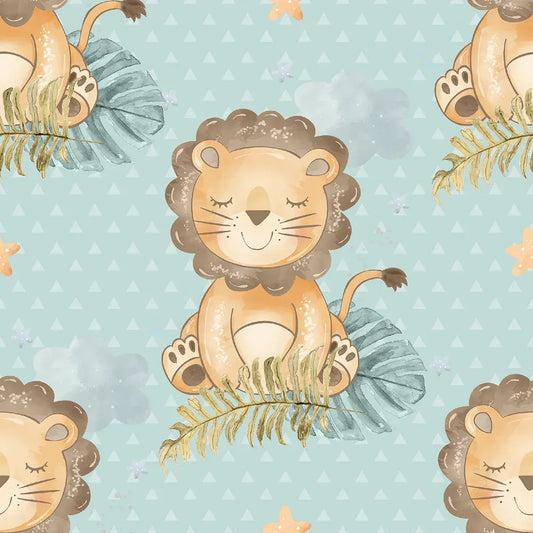 Cute Lion Safari Theme Wallpaper – Peel-and-Stick Kids Room Nursery Design