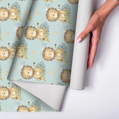 Cute Lion Safari Theme Wallpaper – Peel-and-Stick Kids Room Nursery Design