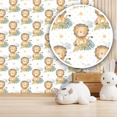 Cute Lion Safari Theme Wallpaper – Peel-and-Stick Kids Room Nursery Design