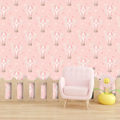 Dreamy Air Balloons in the Sky Wallpaper – Nursery Peel-and-Stick Kids Room Design
