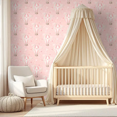 Dreamy Air Balloons in the Sky Wallpaper – Nursery Peel-and-Stick Kids Room Design