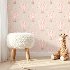 Dreamy Air Balloons in the Sky Wallpaper – Nursery Peel-and-Stick Kids Room Design