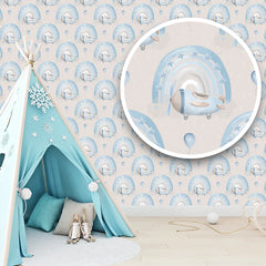 Cute Airplanes and Rainbows Wallpaper – Peel-and-Stick Kids Room Design