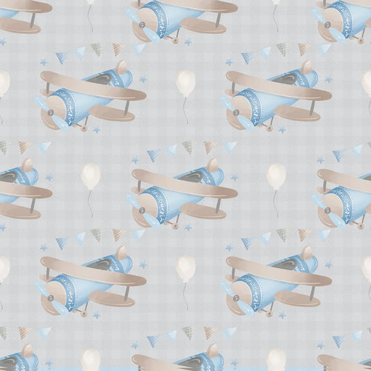 Vintage Airplane Soft Pastel Wallpaper – Kids Room Peel-and-Stick Design