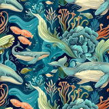 Underwater Whale Paradise Wall Mural – Peel-and-Stick Large Removable Design