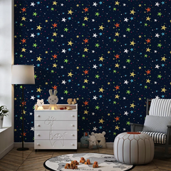 Colorful Stars Nursery Wall Mural – Peel-and-Stick Kids Room Large Design