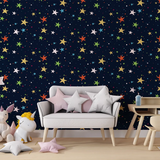 Colorful Stars Nursery Wall Mural – Peel-and-Stick Kids Room Large Design