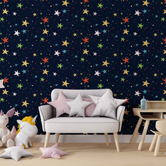 Colorful Stars Nursery Wall Mural – Peel-and-Stick Kids Room Large Design