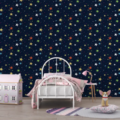 Colorful Stars Nursery Wall Mural – Peel-and-Stick Kids Room Large Design