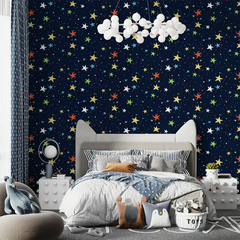 Colorful Stars Nursery Wall Mural – Peel-and-Stick Kids Room Large Design