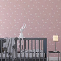 Soft Pink Star Nursery Wall Mural – Girls Room Peel-and-Stick Large Design