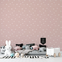 Soft Pink Star Nursery Wall Mural – Girls Room Peel-and-Stick Large Design