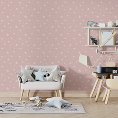 Soft Pink Star Nursery Wall Mural – Girls Room Peel-and-Stick Large Design