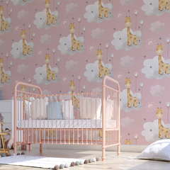 Cute Giraffe Nursery Wall Mural – Safari Peel-and-Stick Kids Room Design